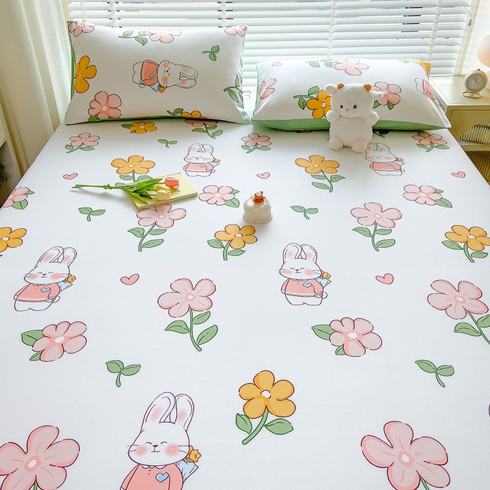 91家纺网 家纺一手货源 找家纺 芃成家纺 2023新款全棉13070单床笠 时尚小兔