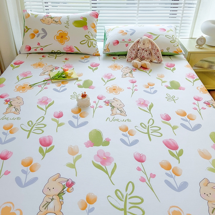 91家纺网 家纺一手货源 找家纺 芃成家纺 2023新款全棉13070单床笠 小园丁