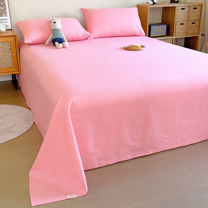 91家纺网 家纺一手货源 找家纺 芃成家纺 2023新款全棉老粗布床单 少女粉