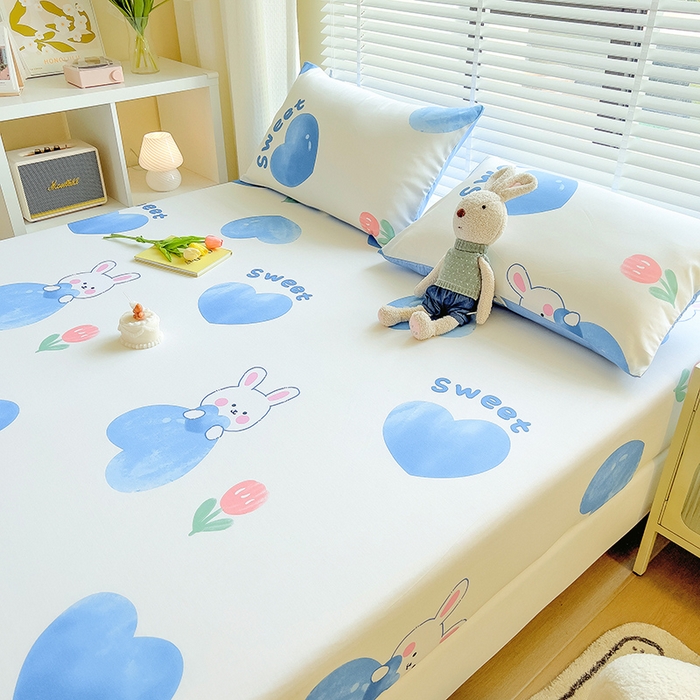 91家纺网 家纺一手货源 找家纺 芃成家纺 2023新款全棉13070单床笠 开心兔