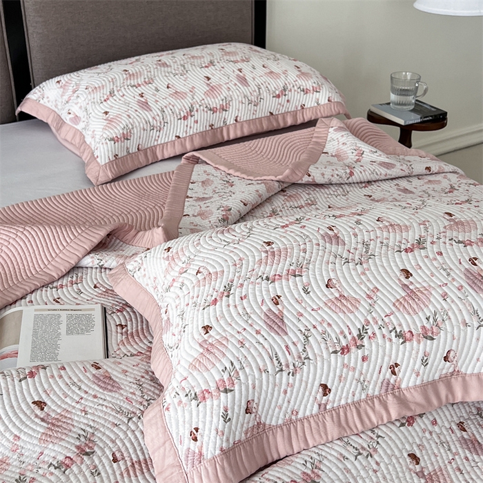 91家纺网 家纺一手货源 找家纺 汇庭 2023新款雅丝床盖三件套 雅典女孩