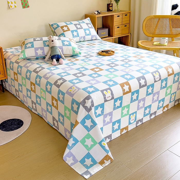 91家纺网 家纺一手货源 找家纺 芃成家纺 2023新款全棉老粗布床单 心心相印