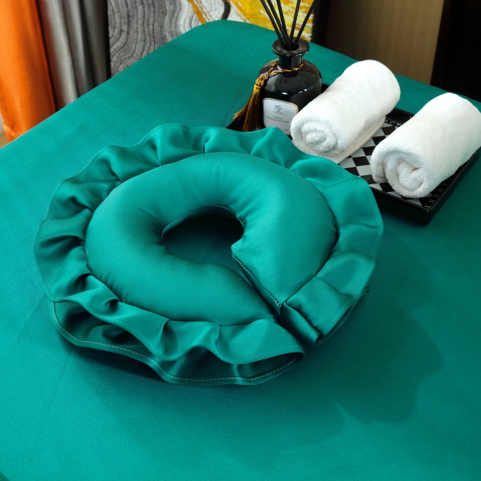 91家纺网 家纺一手货源 找家纺 莉人坊 2023新款贵妃缎按摩床床罩系列 逃之夭夭黛绿