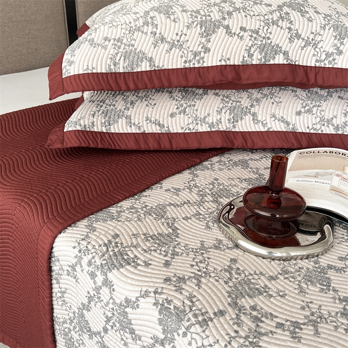 91家纺网 家纺一手货源 找家纺 汇庭 2023新款雅丝床盖三件套 薇薇雅