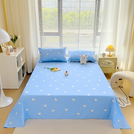 芃成家纺 2023新款全棉13070单床单 蓝爱心