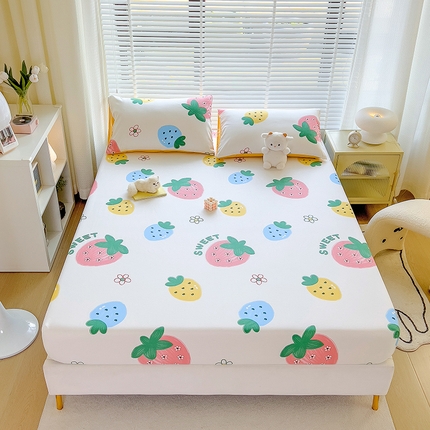 91家纺网 家纺一手货源 找家纺 芃成家纺 2023新款全棉13070单床笠 草莓之恋