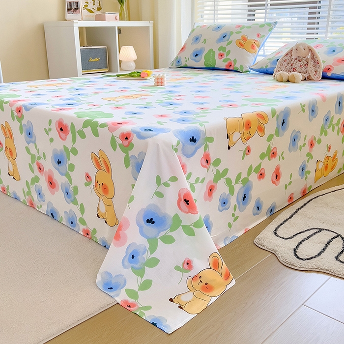 91家纺网 家纺一手货源 找家纺 芃成家纺 2023新款全棉13070单床单 兔兔花海