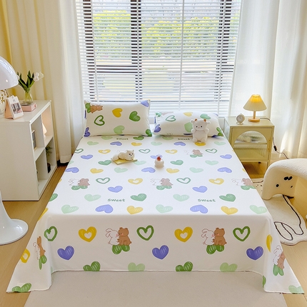 芃成家纺 2023新款全棉13070单床单 两小无猜 绿