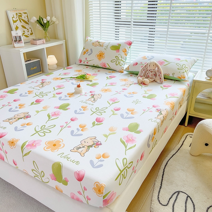 91家纺网 家纺一手货源 找家纺 芃成家纺 2023新款全棉13070单床笠 小园丁