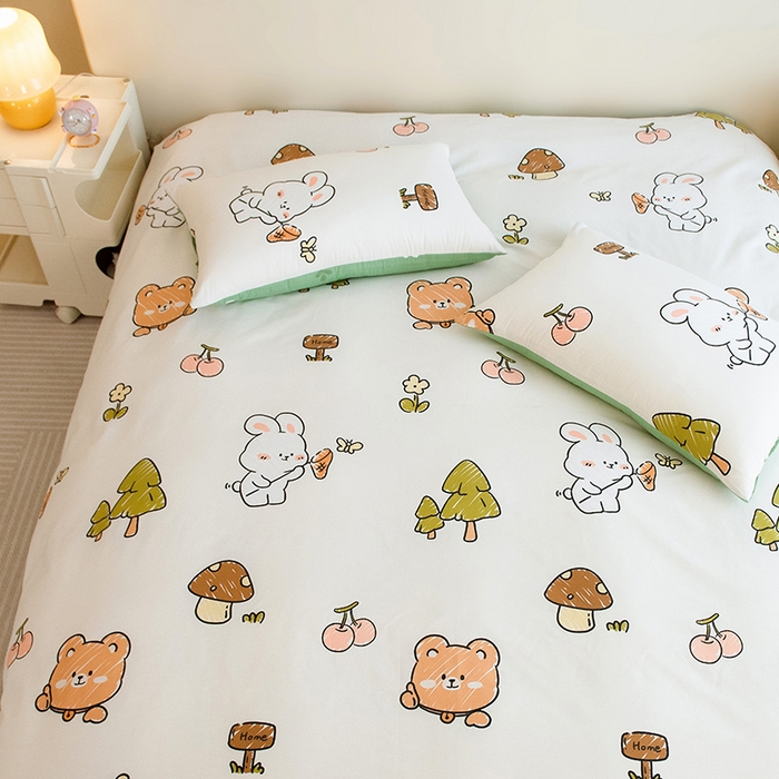 91家纺网 家纺一手货源 找家纺 芃成家纺2023新款全棉13070四件套 动物世界