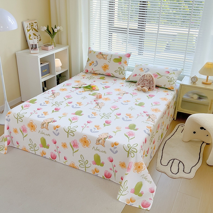 91家纺网 家纺一手货源 找家纺 芃成家纺 2023新款全棉13070单床单 小园丁