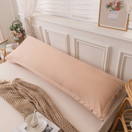 新款水洗棉麻单人枕头套亲肤双人枕套 香槟金