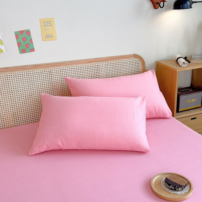 91家纺网 家纺一手货源 找家纺 芃成家纺 2023新款全棉老粗布床单 少女粉