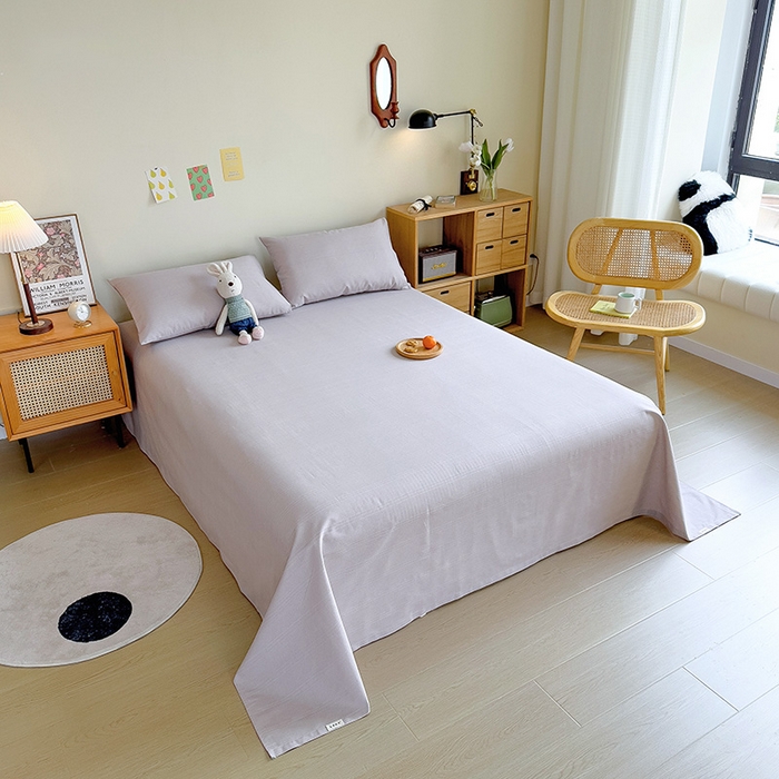 91家纺网 家纺一手货源 找家纺 芃成家纺 2023新款全棉老粗布床单 奶咖