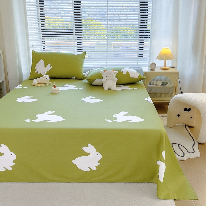 91家纺网 家纺一手货源 找家纺 芃成家纺 2023新款全棉13070单床单 可爱兔