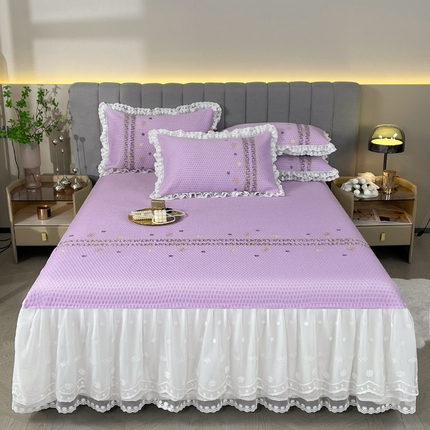 （总）宜凡家纺2024新款A类蜂巢冰柠凉席床裙款三件套