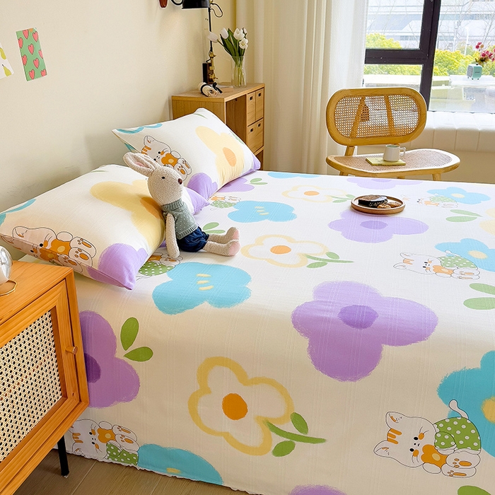 91家纺网 家纺一手货源 找家纺 芃成家纺 2023新款全棉老粗布床单 心语