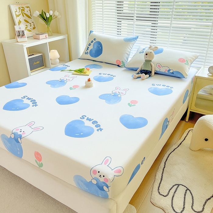 91家纺网 家纺一手货源 找家纺 芃成家纺 2023新款全棉13070单床笠 开心兔