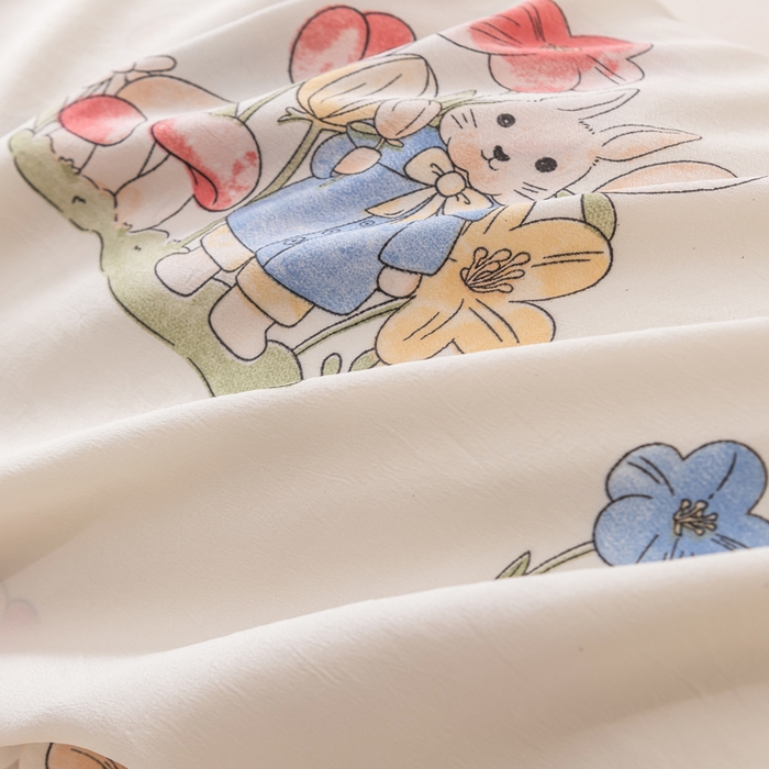 91家纺网 家纺一手货源 找家纺 新款水洗棉麻单人枕头套亲肤双人枕套 花中兔