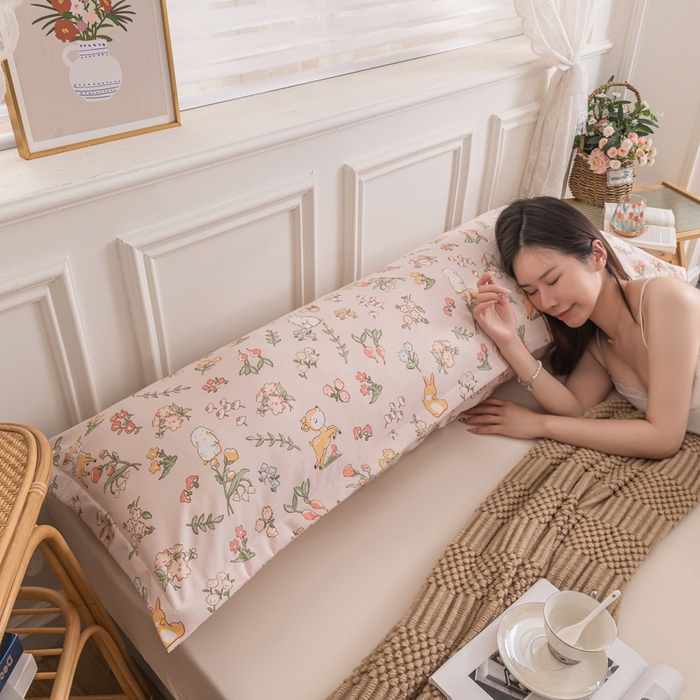 91家纺网 家纺一手货源 找家纺 新款水洗棉麻单人枕头套亲肤双人枕套 花中鹿