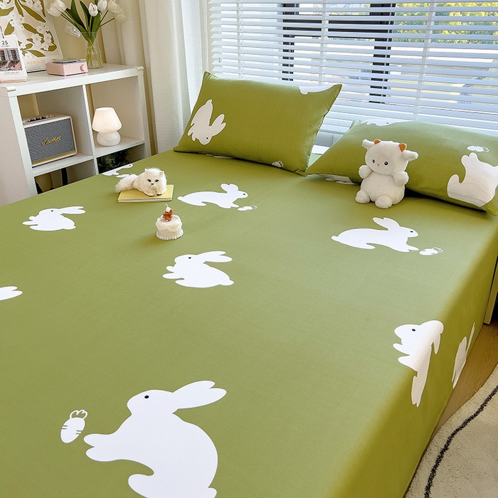 91家纺网 家纺一手货源 找家纺 芃成家纺 2023新款全棉13070单床单 可爱兔