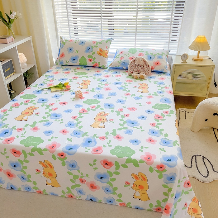 91家纺网 家纺一手货源 找家纺 芃成家纺 2023新款全棉13070单床单 兔兔花海