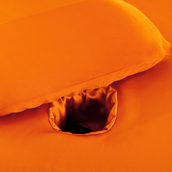 91家纺网 家纺一手货源 找家纺 莉人坊 2023新款贵妃缎按摩床床罩系列 逃之夭夭橘色