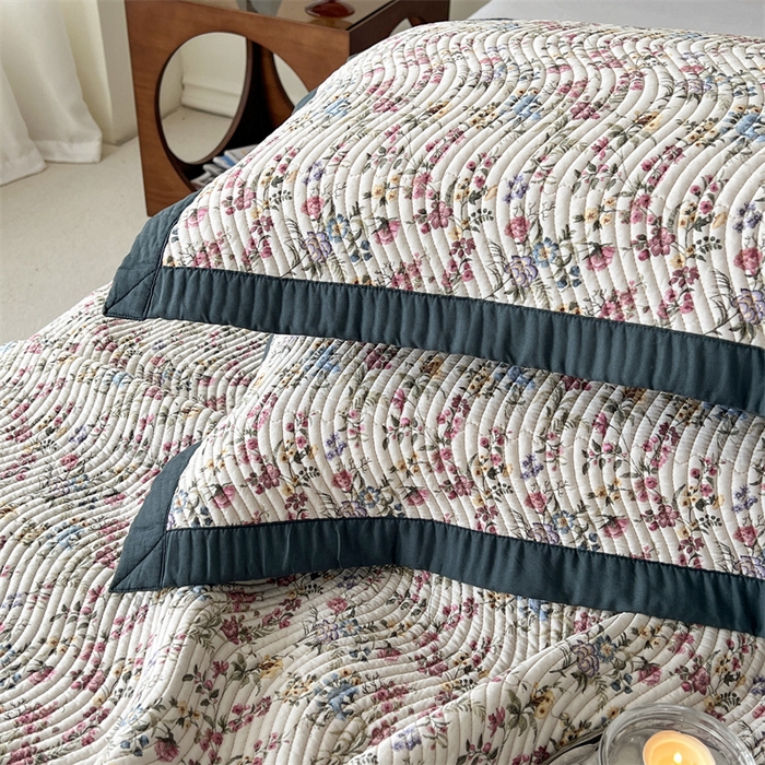 91家纺网 家纺一手货源 找家纺 汇庭 2023新款雅丝床盖三件套 蕾蒙丝