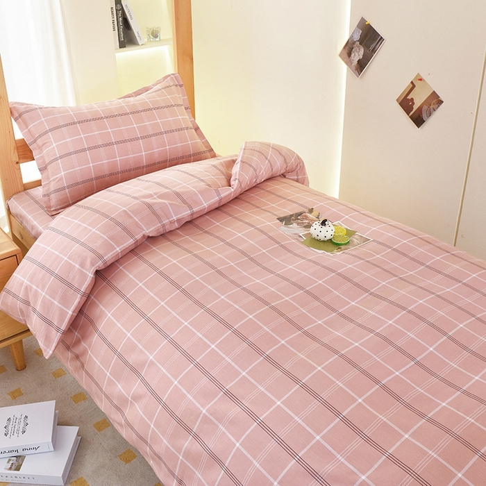 91家纺网 家纺一手货源 找家纺 朵希曼 2026新款全棉学生三件套 艾伦~粉