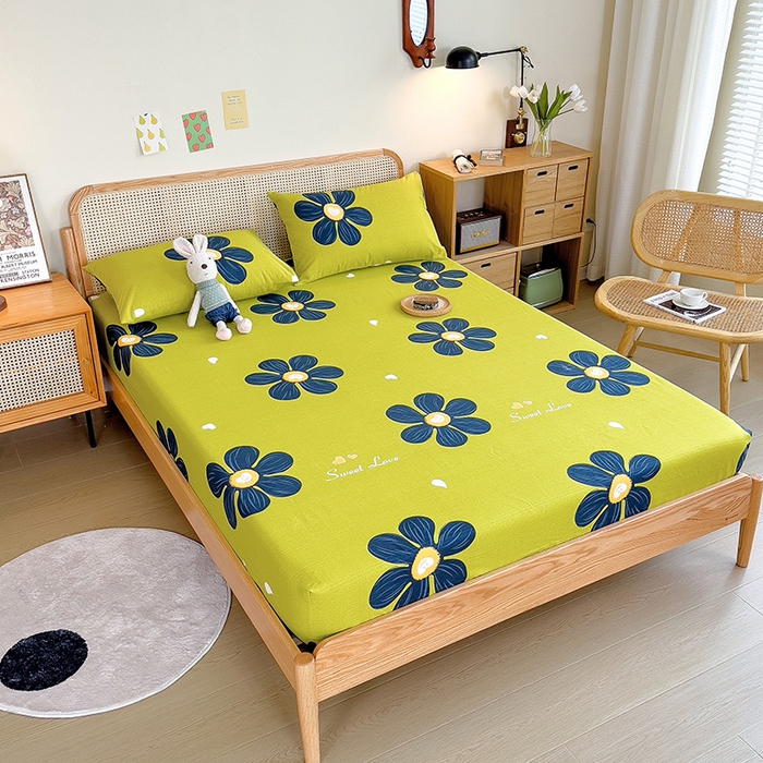 91家纺网 家纺一手货源 找家纺 芃成家纺 2023新款全棉老粗布床笠 花漾