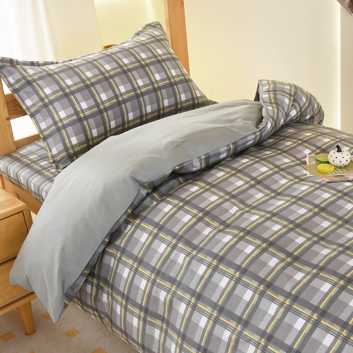 91家纺网 家纺一手货源 找家纺 朵希曼 2026新款全棉学生三件套 简格~灰