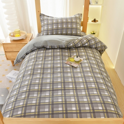 91家纺网 家纺一手货源 找家纺 朵希曼 2026新款全棉学生三件套 简格~灰