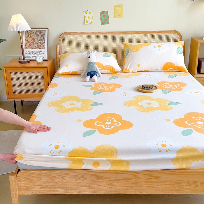 91家纺网 家纺一手货源 找家纺 芃成家纺 2023新款全棉老粗布床笠 玛奇朵 桔