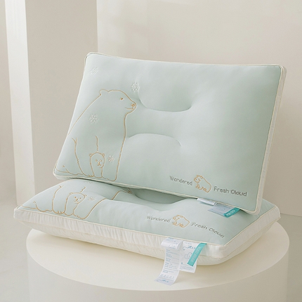 91家纺网 家纺一手货源 找家纺 贵夫人 2023新款枕芯枕头冰冰熊 薄荷蓝