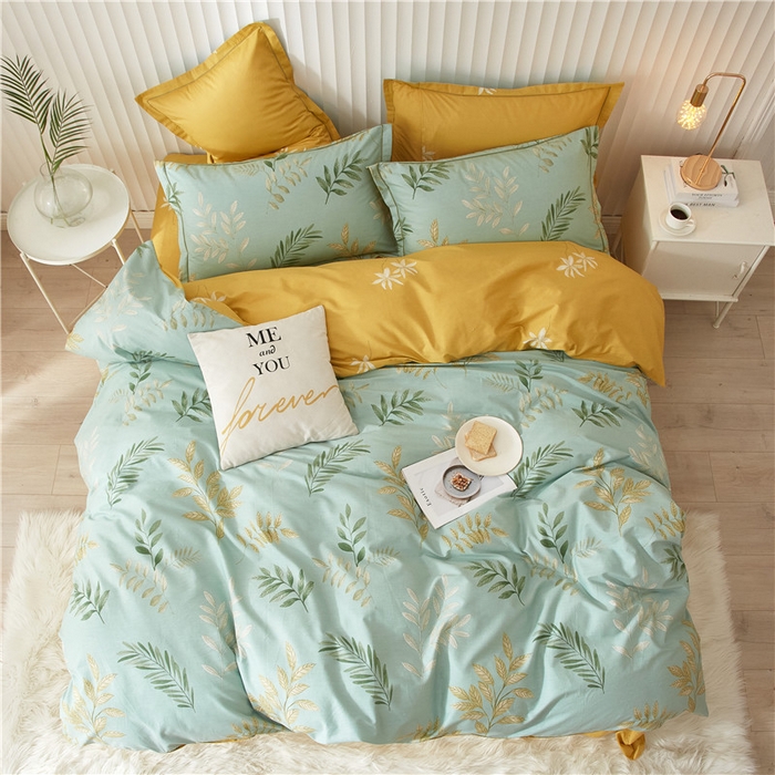 91家纺网 家纺一手货源 找家纺 沐白家居 2023全棉13376全棉印花四件套 生机-绿