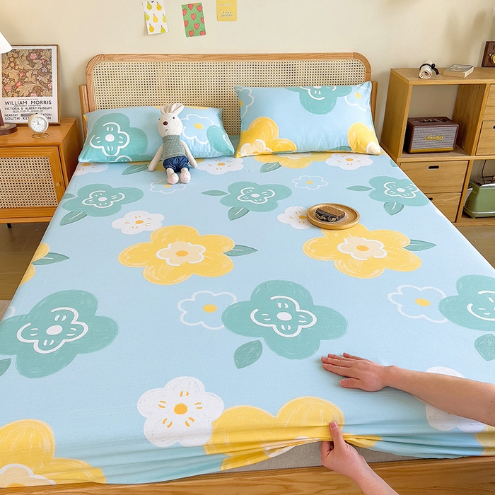 91家纺网 家纺一手货源 找家纺 芃成家纺 2023新款全棉老粗布床笠 玛奇朵 蓝