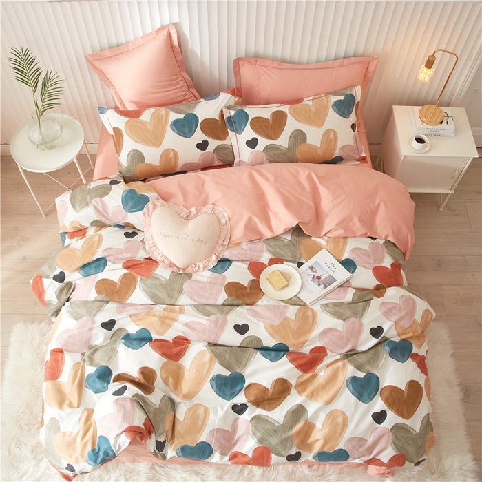 91家纺网 家纺一手货源 找家纺 沐白家居 2023全棉13376全棉印花四件套 怦然心动