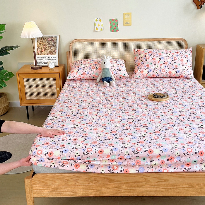 91家纺网 家纺一手货源 找家纺 芃成家纺 2023新款全棉老粗布床笠 花海