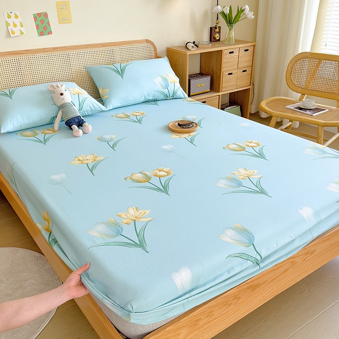 91家纺网 家纺一手货源 找家纺 芃成家纺 2023新款全棉老粗布床笠 莫奈