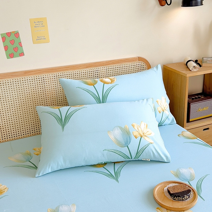 91家纺网 家纺一手货源 找家纺 芃成家纺 2023新款全棉老粗布床笠 莫奈