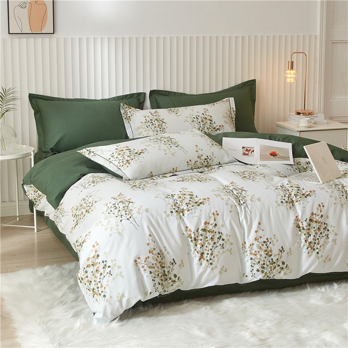 91家纺网 家纺一手货源 找家纺 沐白家居 2023全棉13376全棉印花四件套 白芷-米