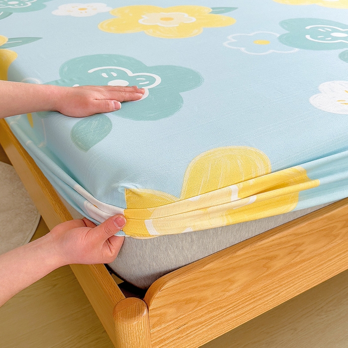 91家纺网 家纺一手货源 找家纺 芃成家纺 2023新款全棉老粗布床笠 玛奇朵 蓝