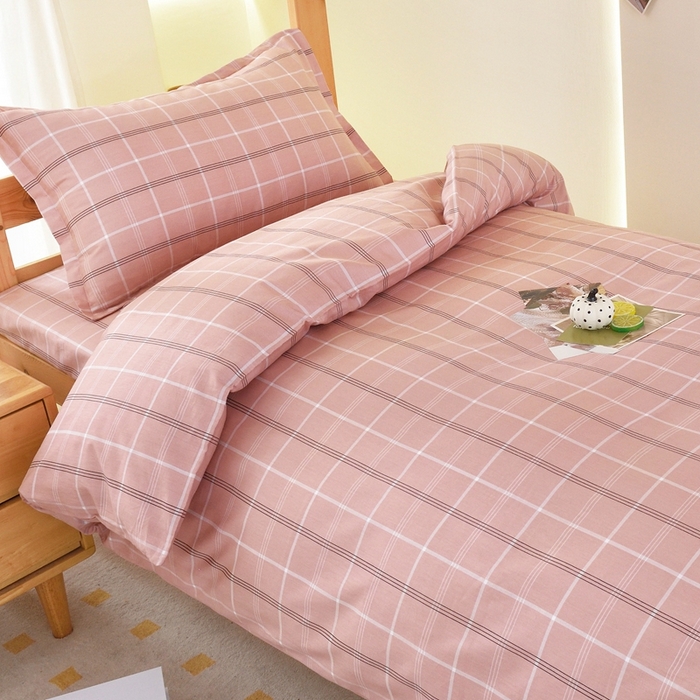 91家纺网 家纺一手货源 找家纺 朵希曼 2026新款全棉学生三件套 艾伦~粉