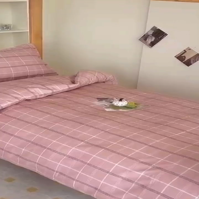 91家纺网 家纺一手货源 找家纺 朵希曼 2026新款全棉学生三件套 艾伦~粉