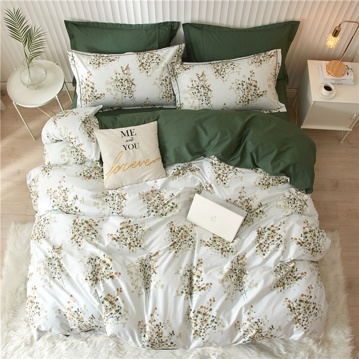 91家纺网 家纺一手货源 找家纺 沐白家居 2023全棉13376全棉印花四件套 白芷-米