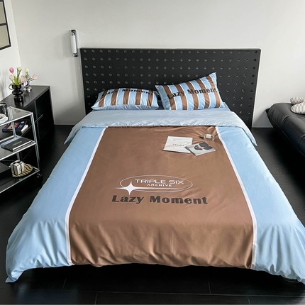 91家纺网 家纺一手货源 找家纺 （总）圆岛 2023新款原创美式复古长绒棉全棉数码印花四件套 风格二