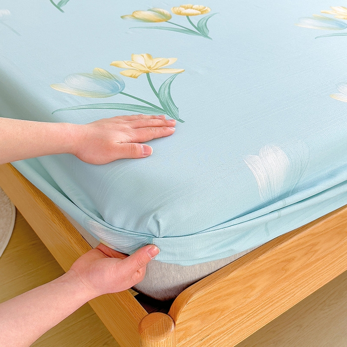 91家纺网 家纺一手货源 找家纺 芃成家纺 2023新款全棉老粗布床笠 莫奈