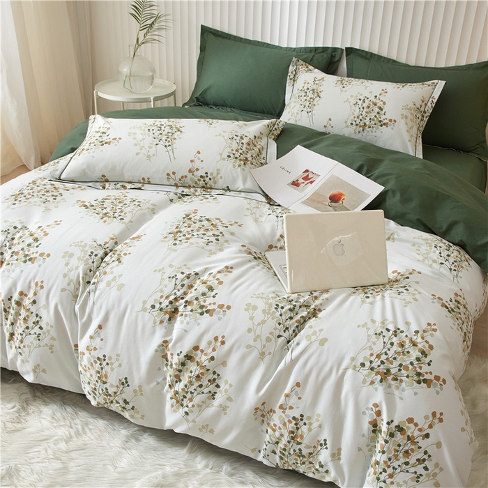 91家纺网 家纺一手货源 找家纺 沐白家居 2023全棉13376全棉印花四件套 白芷-米