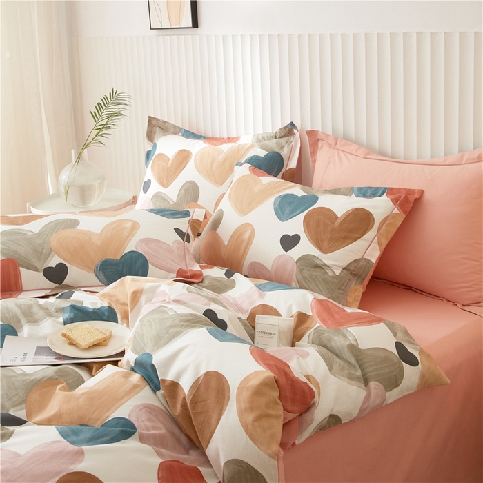 91家纺网 家纺一手货源 找家纺 沐白家居 2023全棉13376全棉印花四件套 怦然心动