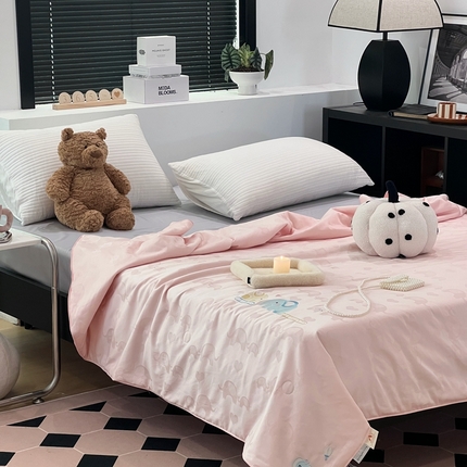 JUICY 橘滋家纺 2023新款双A类儿童全棉提花夏被-小象日记 小象日记-粉